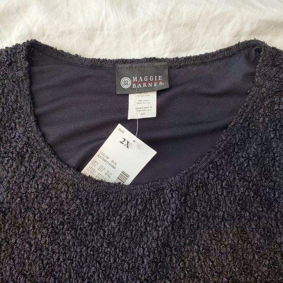 Maggie Barnes size 2X Black Textured Nylon Spandex Top with Lining - Picture 5 of 5